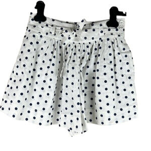 Nwt Olivaceous White Flared Shorts with Navy Polka Dots
